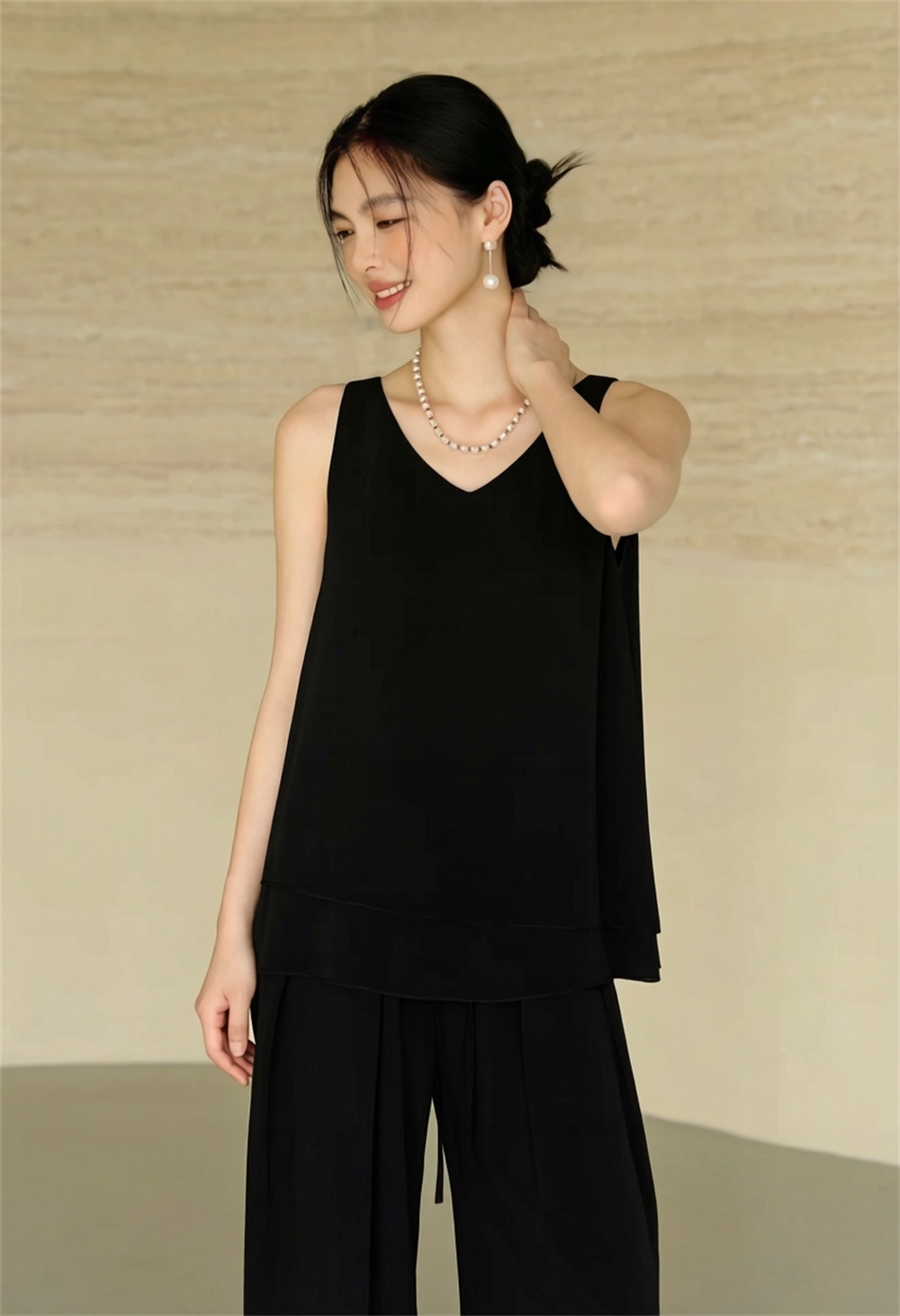 Women'S Fashion Vest Tops - เสื้อกล้ามผู้หญิงไซส์ใหญ่รุ่นใหม่สำหรับฤดูร้อน ปิดหน้าท้อง ผ้าชีฟอง แขนกุด สวมทับ แฟชั่นสไตล์ลำลอง