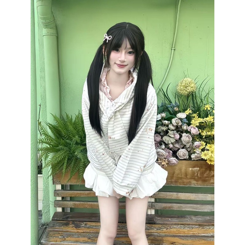 Women Fashion Over The Years - เสื้อฮู้ดแฟชั่นสไตล์เกาหลีลายทาง สายคาดติดป้าย น่ารักทั้งตัว ใส่สบายๆ สำหรับฤดูใบไม้ร่วง ผ้าบางเบา