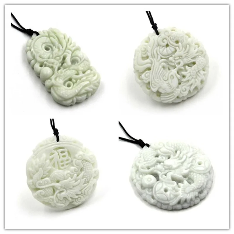 Women'S Fashion Jewellery - หยกสีขาวธรรมชาติ Dragon Phoenix จี้สร้อยคอสร้อยคอสร้อยคอสร้อยคอสร้อยคอสร้อยคอสร้อยคอสร้อยคอสร้อยคอสร้อยข้อมือเครื่องประดับอุปกรณ์เสริมแฟชั่นมือแกะสลัก Man Woman