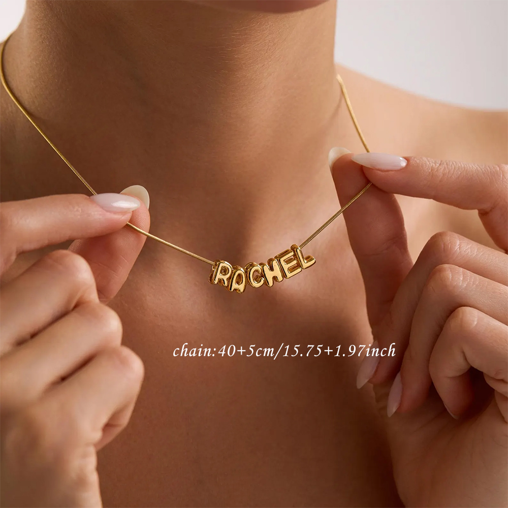สร้อยคอชื่ออักษรย่อแบบลูกโป่งส - Women Fashion Names บทวิจารณ์และราคา