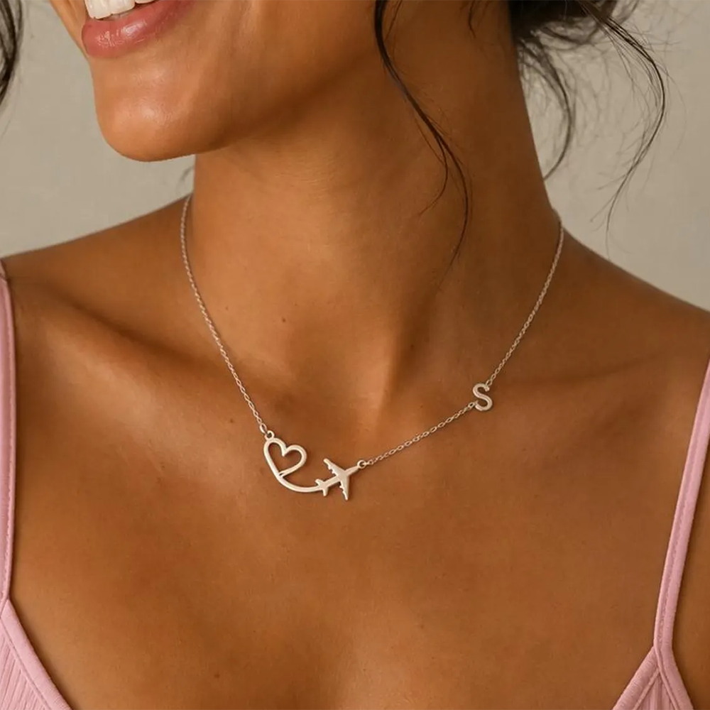 สร้อยคอจี้รูปเครื่องบินรูปหัวใ - Women Fashion Names บทวิจารณ์และราคา