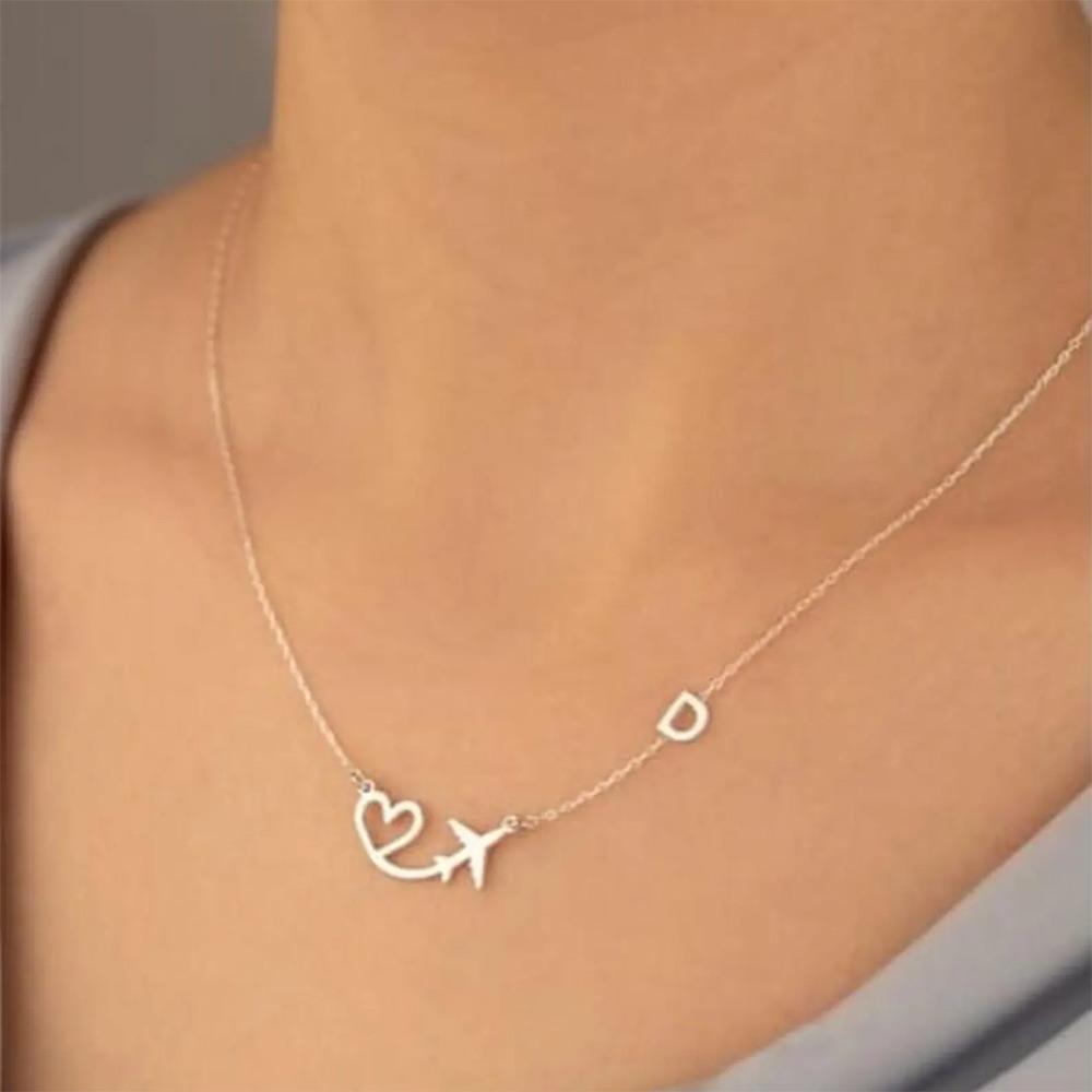 สร้อยคอจี้รูปเครื่องบินรูปหัวใ - Women Fashion Names บทวิจารณ์และราคา