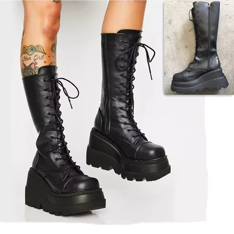 รองเท้าบูทแพลตฟอร์มสำหรับผู้หญ - Women'S Fashion Knee High Boots บทวิจารณ์และราคา