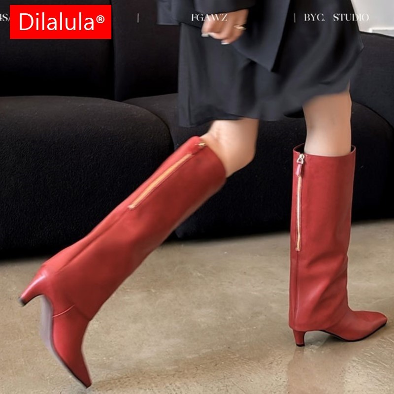 รองเท้าบูทหนังแกะแท้ Dilalula  - Women'S Fashion Knee High Boots บทวิจารณ์และราคา