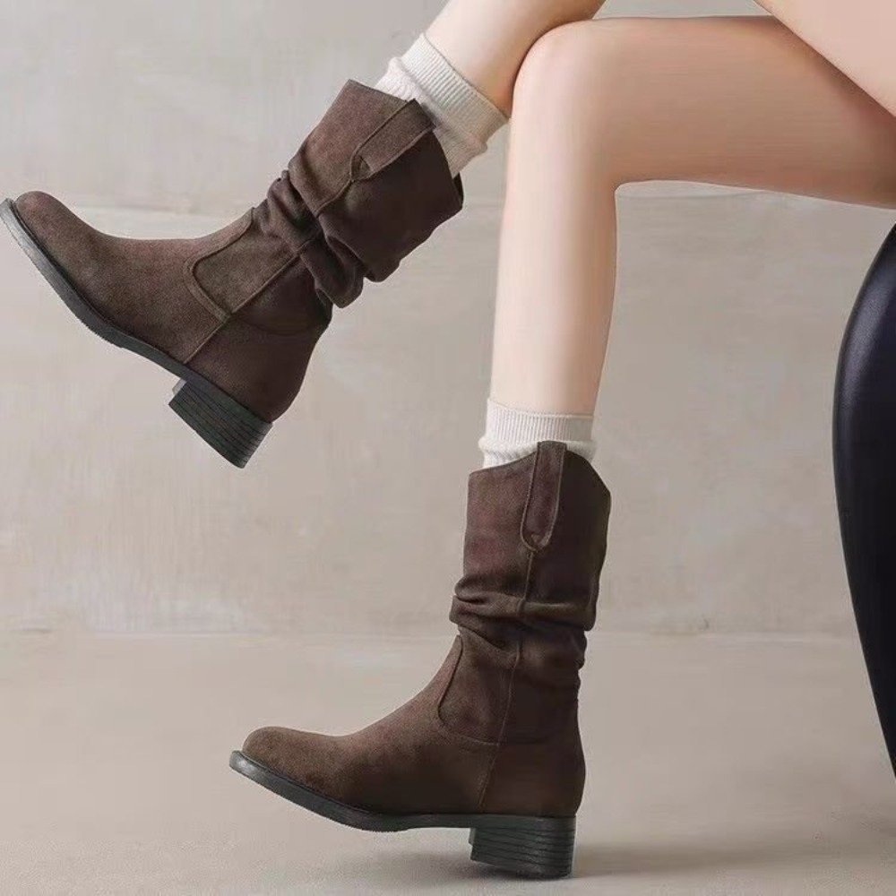 รองเท้าบูทหุ้มข้อกลางน่อง ส้นบ - Women'S Fashion Korea บทวิจารณ์และราคา