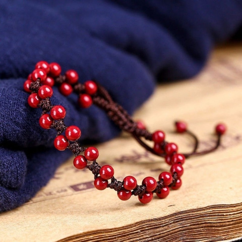 กำไลข้อมือลูกปัด6มม. สีแดงธรรม - Women'S Fashion Jewellery บทวิจารณ์และราคา