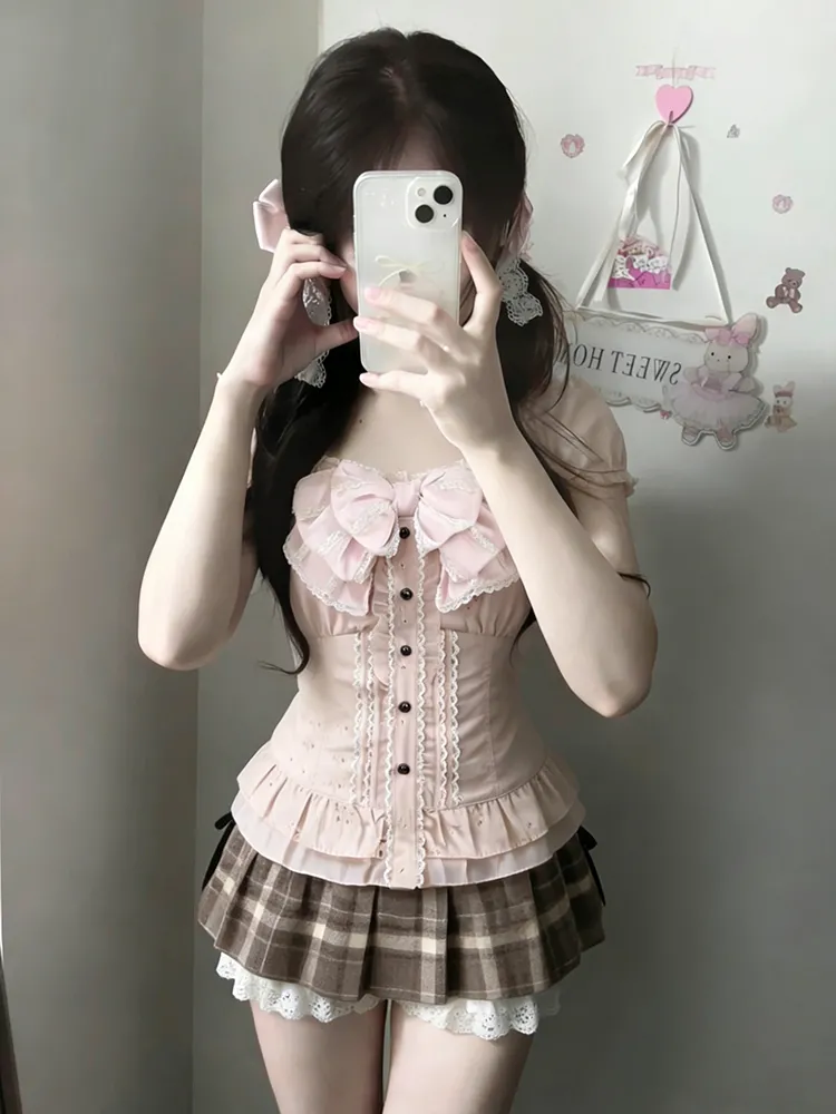 ชุดเซ็ตสามชิ้นสไตล์ญี่ปุ่นสำหร - Lace Trim Cami บทวิจารณ์และราคา
